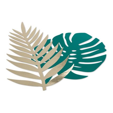 6 feuilles tropicales vertes et dorées