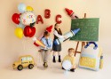 Ballon en aluminium pastille à volant Back to school, 52x52 cm, crème-bleu