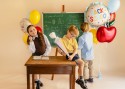 Ballon en aluminium pastille à volant Back to school, 52x52 cm, crème-bleu