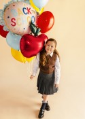 Ballon en aluminium pastille à volant Back to school, 52x52 cm, crème-bleu