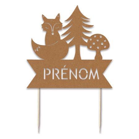 Cake topper en papier personnalisable "animaux de la forêt"