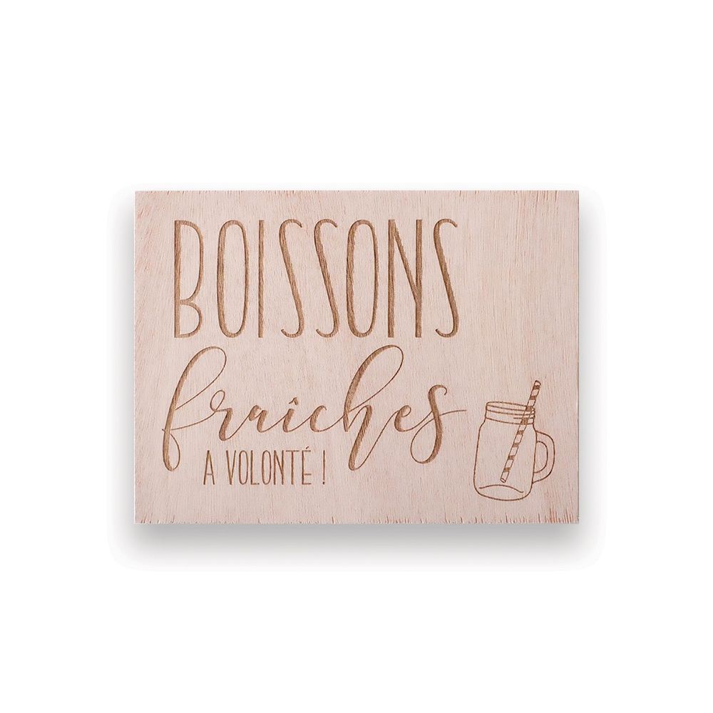 Panneau en bois "boissons fraiches" - Petit modèle