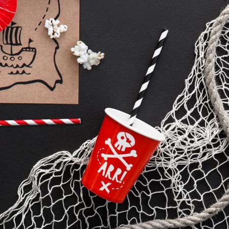 6 Gobelets Pirates - rouge