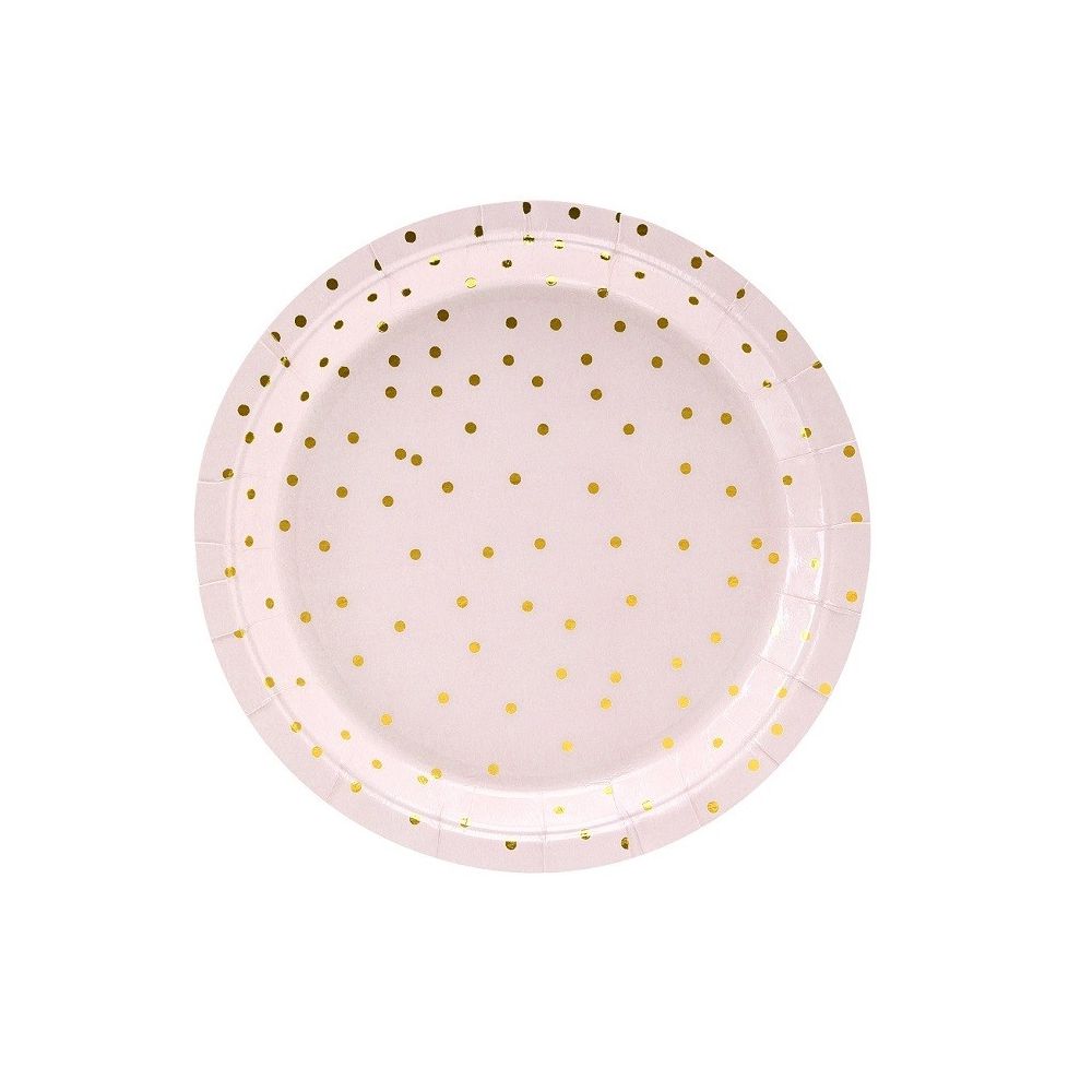 6 Assiettes - Pois - rose clair - 18cm