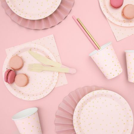 6 Assiettes - Pois - rose...