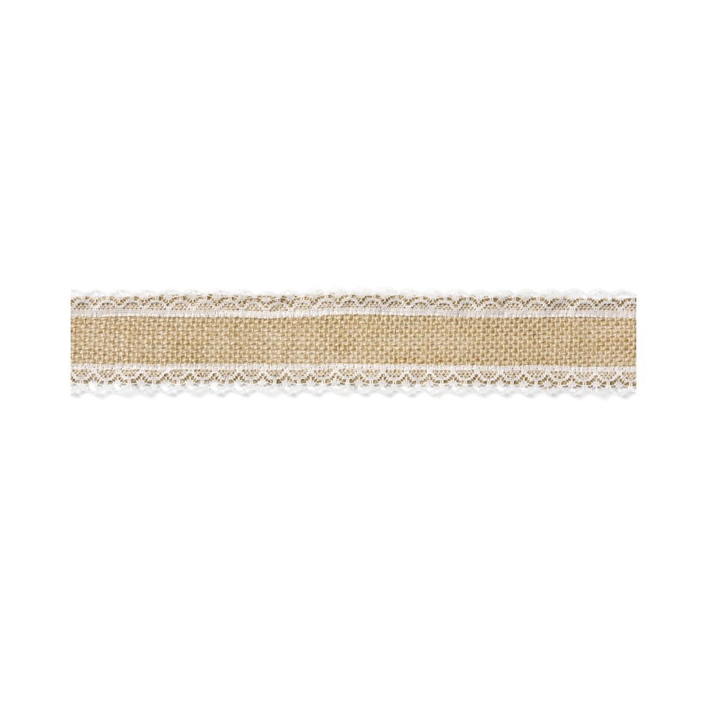 Ruban de jute avec dentelle, 5x500cm