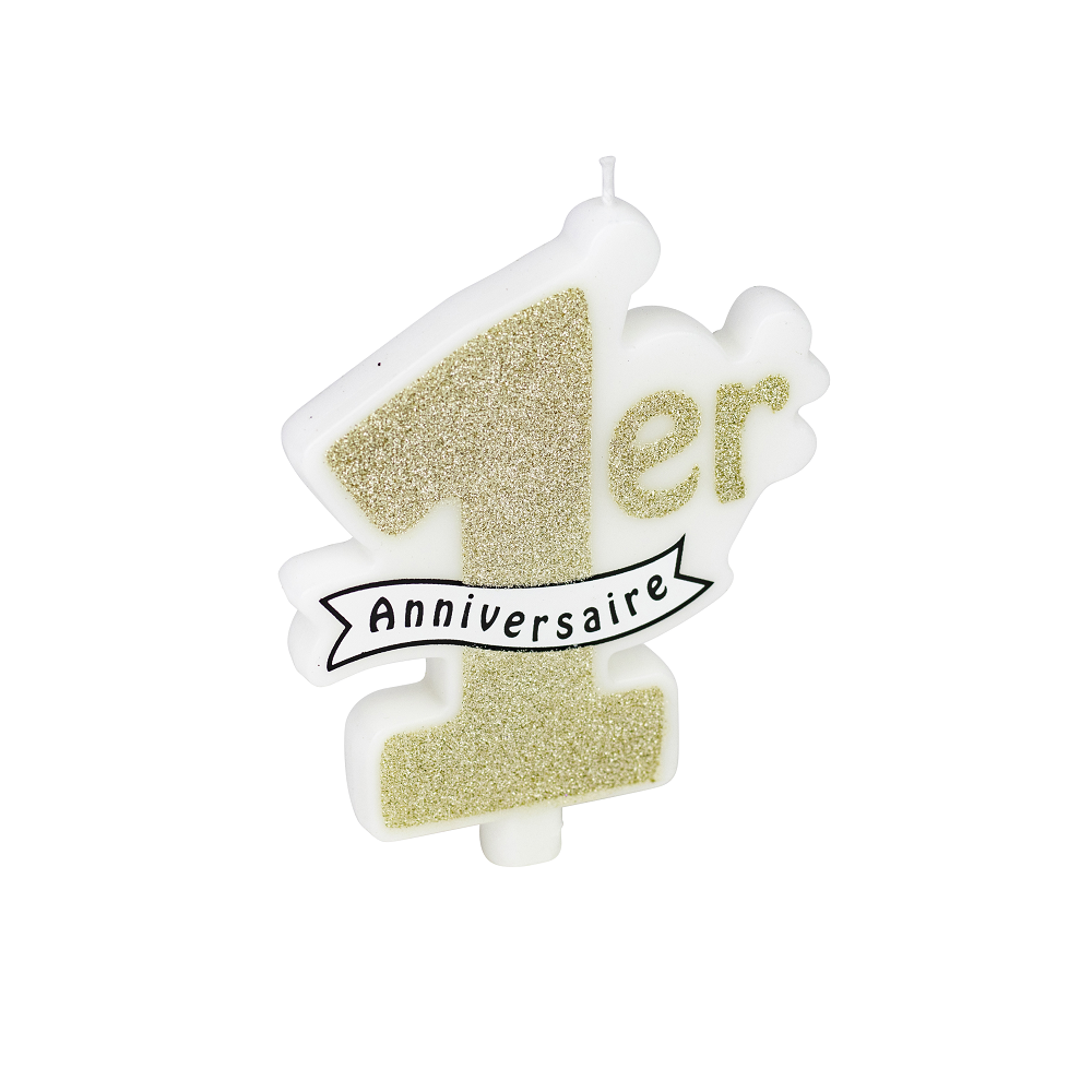 Bougie "1 an" dorée