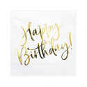 20 Serviettes de table Happy Birthday - blanc