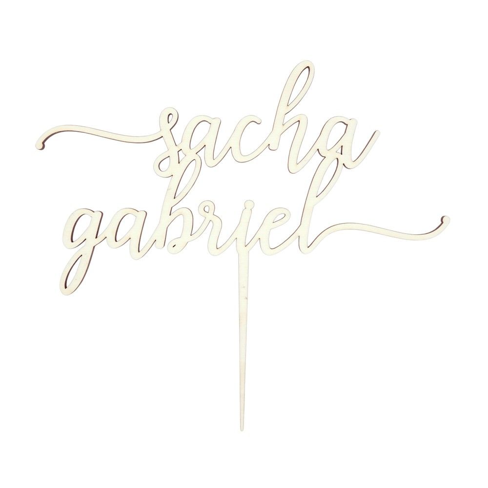 Cake topper en bois personnalisable "prénoms"