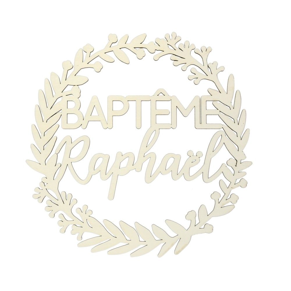Couronne en bois personnalisable "baptême"