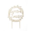 Cake topper en bois personnalisable baptême "couronne"
