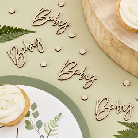 18 confettis en bois "Baby"...