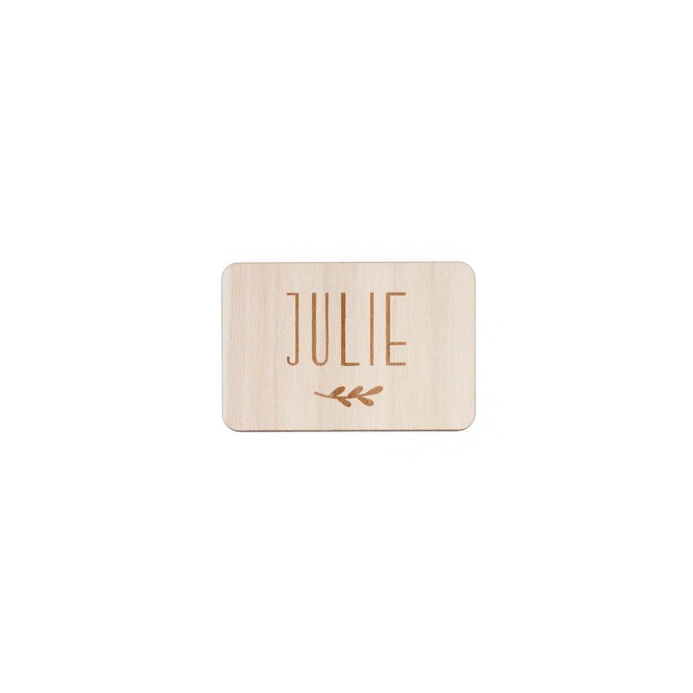 Marque place en bois personnalisable "botanique" - écriture majuscule