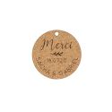 10 étiquettes personnalisables en liège rondes "merci botanique"