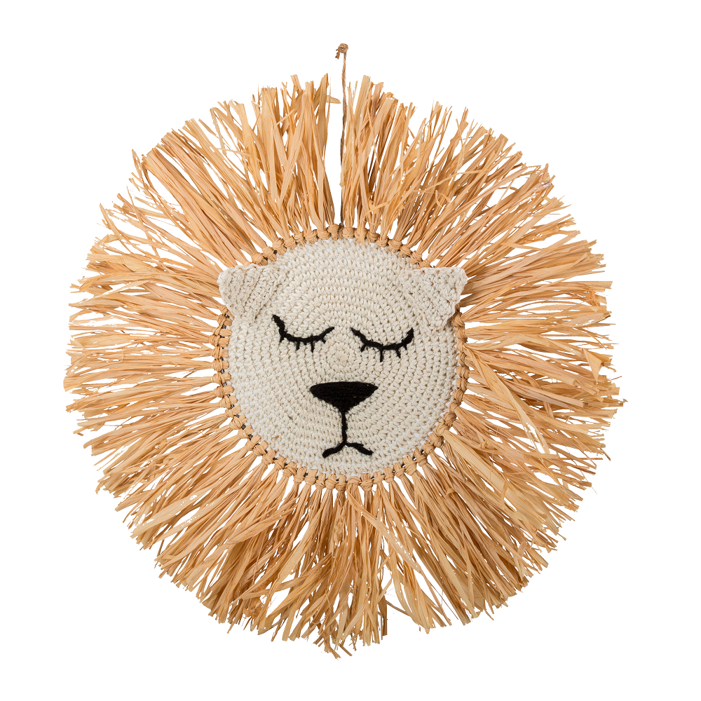 Décoration murale en raphia "lion" - 45 cm