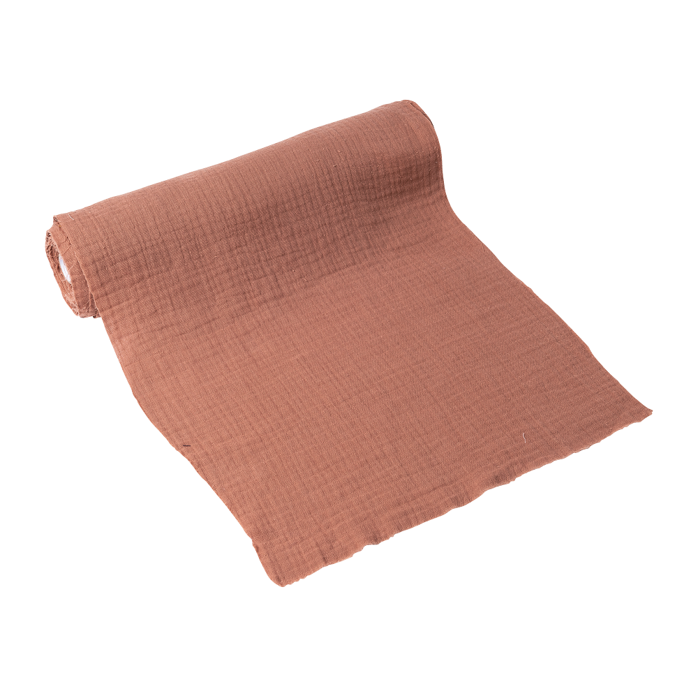 3 m chemin de table gaze de coton "terracotta/vieux rose" - 30 cm