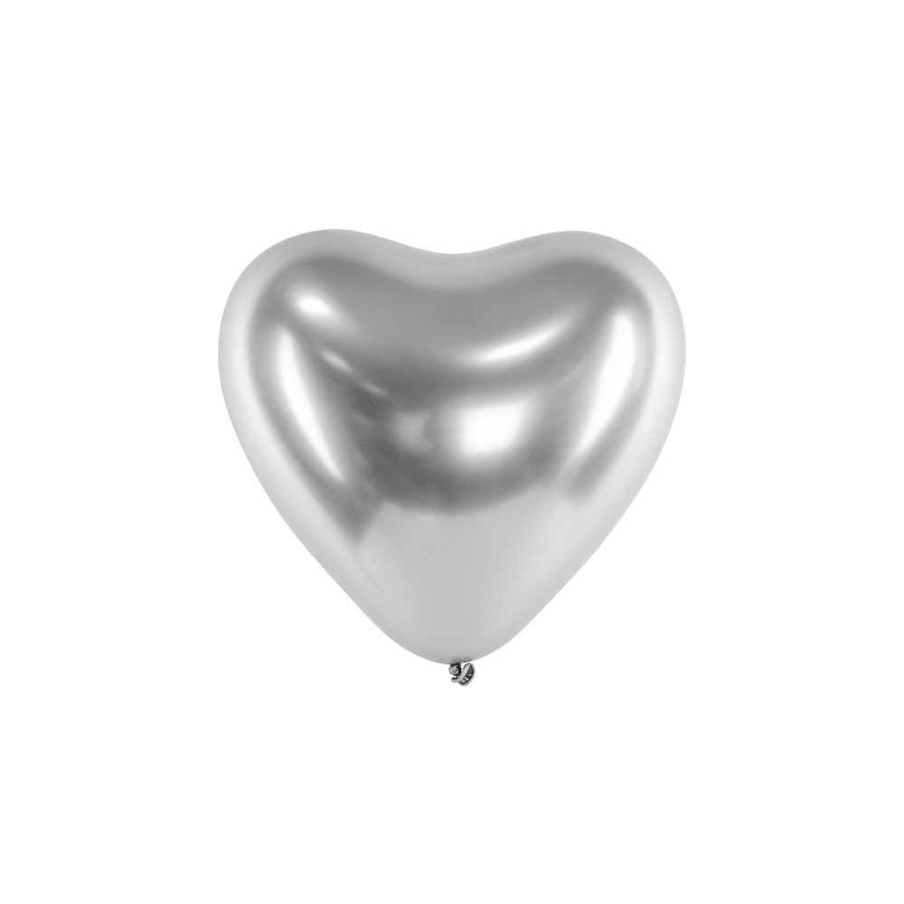 Ballons Glossy 30 cm, Coeurs, argent