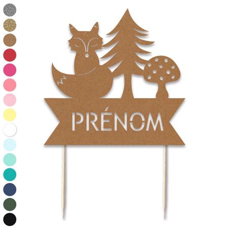Cake topper en papier personnalisable "animaux de la forêt"