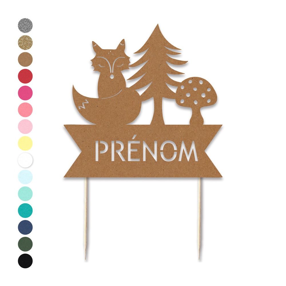 Cake topper en papier personnalisable "animaux de la forêt"