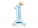 Ballon en Mylar debout, Chiffre '' 1 ''. 84 cm, bleu