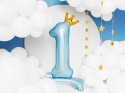 Ballon en Mylar debout, Chiffre '' 1 ''. 84 cm, bleu