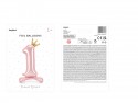 Ballon en Mylar debout, Chiffre ''1'', 84 cm, rose vif