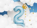 Ballon en Mylar debout, Chiffre ''2''. 84 cm, bleu