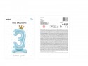 Ballon en Mylar debout, Chiffre ''3''. 84 cm, bleu clair
