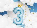 Ballon en Mylar debout, Chiffre ''3''. 84 cm, bleu clair