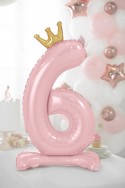 Ballon en Mylar debout, Chiffre ''6'' 84 cm, rose vif