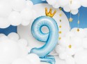 Ballon en Mylar debout, Chiffre ''9''. 84 cm, bleu clair