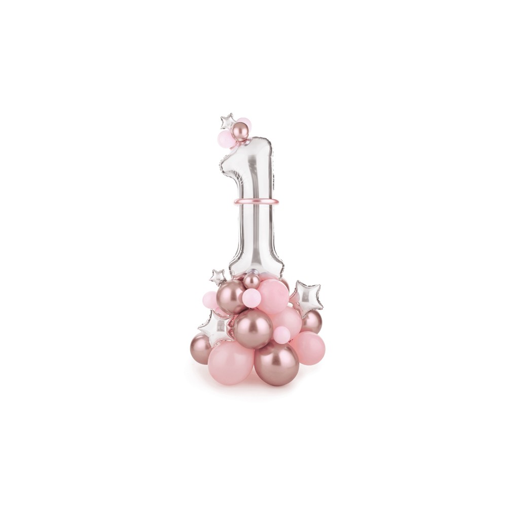 Bouquet de ballons - Chiffre ''1'', rose, 90x140cm
