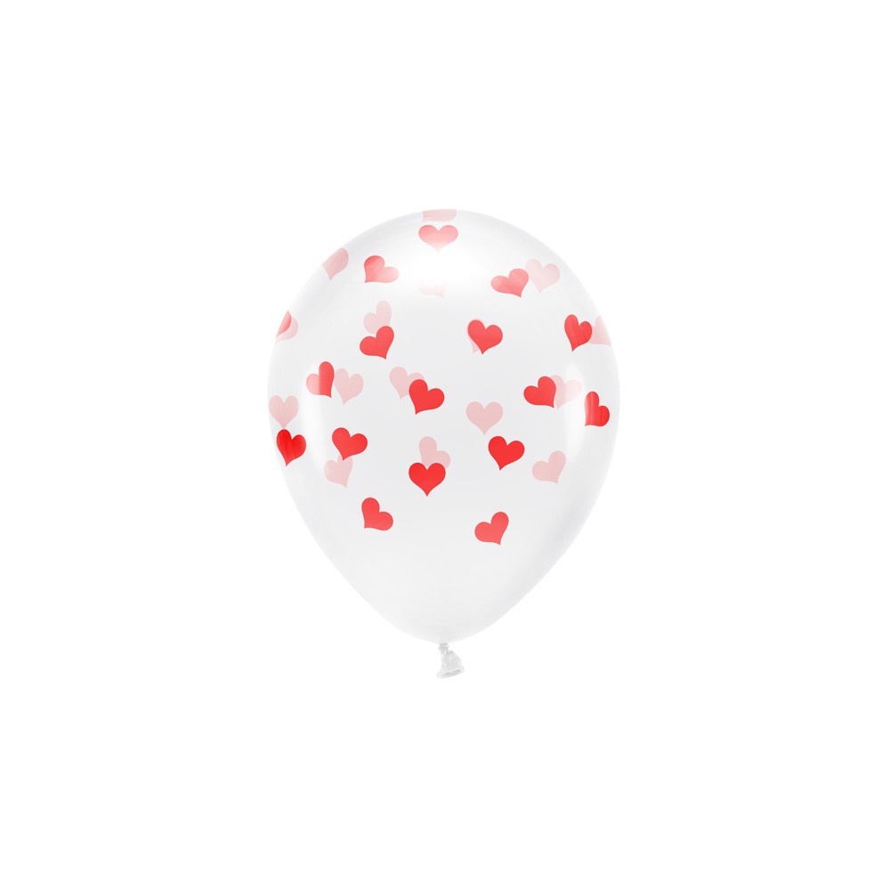 Ballons Eco 33 cm, Cœurs, transparent