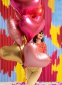 Ballon en aluminium Cœur, 75x64,5 cm, rose
