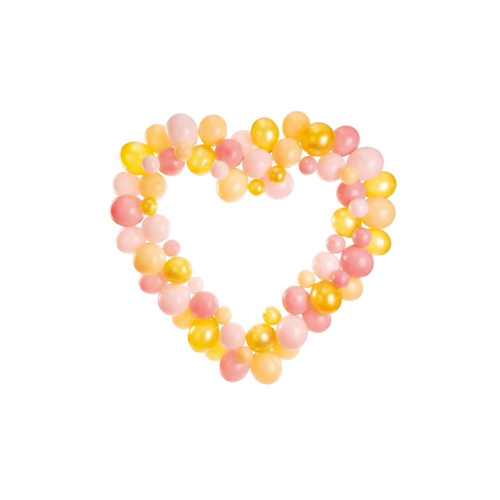 Guirlande de ballons avec cadre en forme de coeur, rose, 160cm