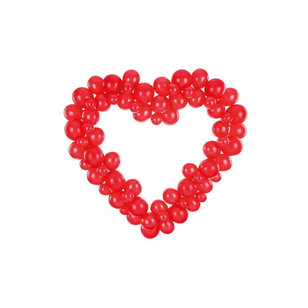 Guirlande de ballons avec cadre en forme de cœur, rouge, 160 cm