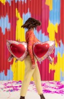 Ballon en aluminium Lunettes en forme de c?urs, 95x41,5 cm, mélange de couleurs