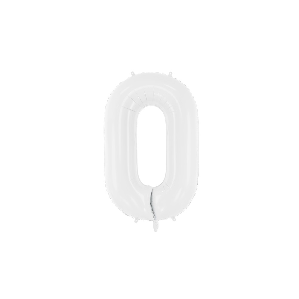 Ballon en aluminium Chiffre ''0'', 86 cm, blanc