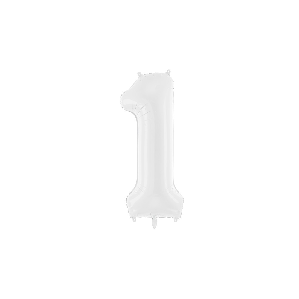 Ballon en aluminium Chiffre ''1'', 86 cm, blanc