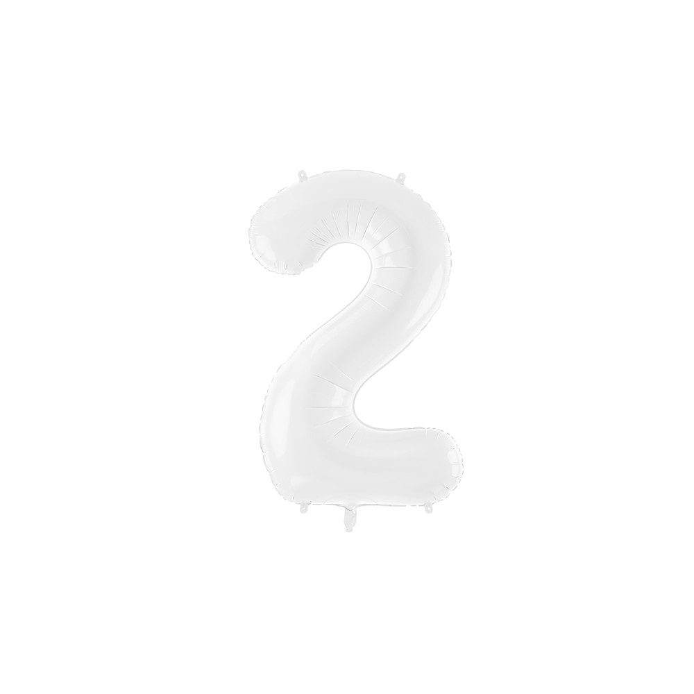 Ballon en aluminium Chiffre ''2'', 86 cm, blanc