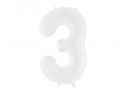 Ballon en aluminium Chiffre ''3'', 86 cm, blanc