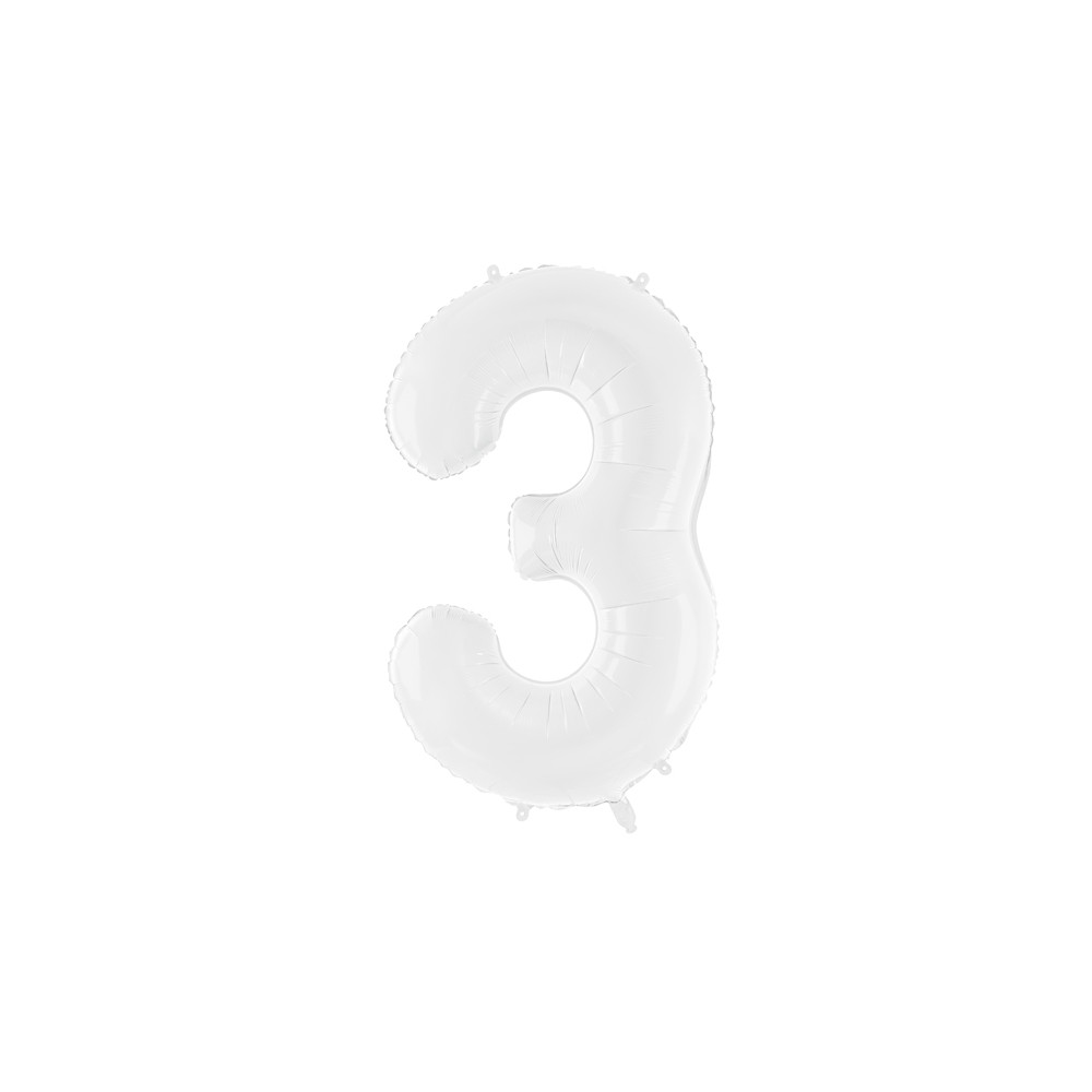 Ballon en aluminium Chiffre ''3'', 86 cm, blanc