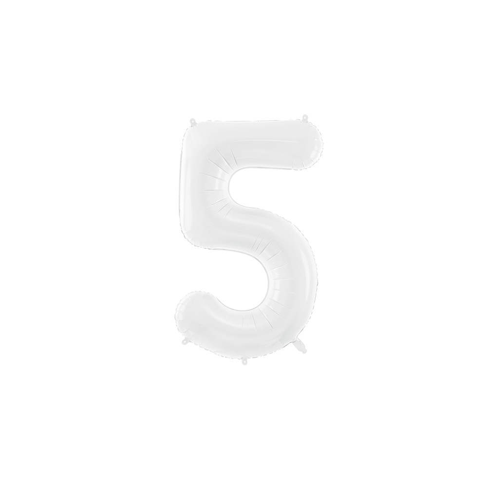 Ballon en aluminium Chiffre ''5'', 86 cm, blanc