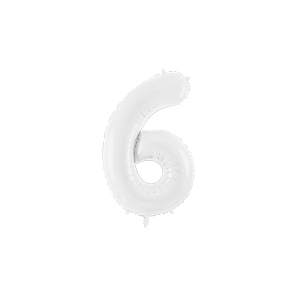 Ballon en aluminium Chiffre ''6'', 86 cm, blanc