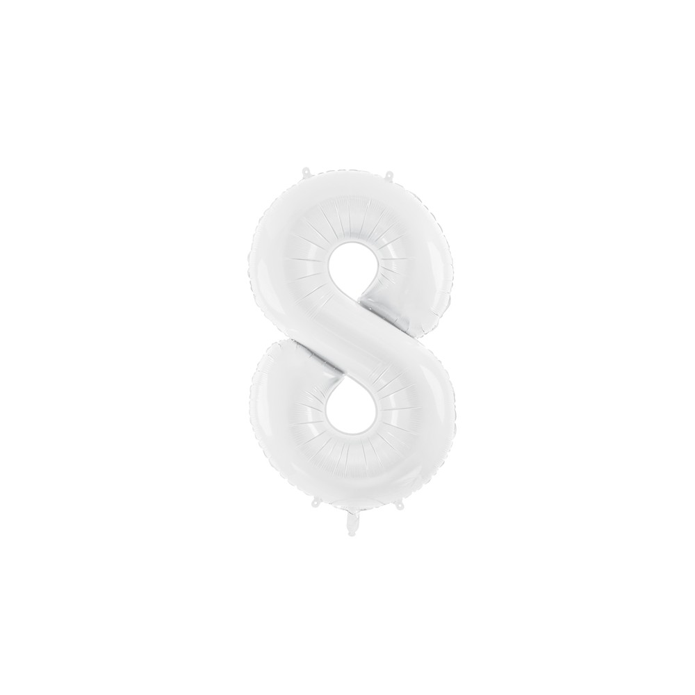 Ballon en aluminium Chiffre ''8'', 86 cm, blanc