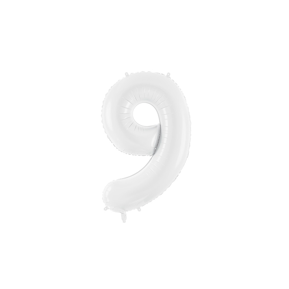 Ballon en aluminium Chiffre ''9'', 86 cm, blanc