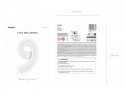 Ballon en aluminium Chiffre ''9'', 86 cm, blanc