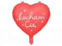 Ballon en aluminium Coeur ''Kocham Cię'', 45 cm, mélange de couleurs