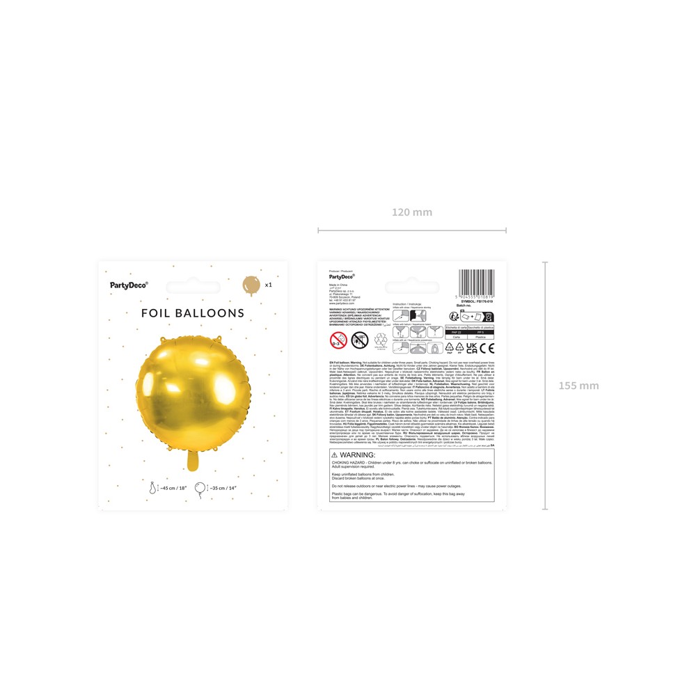 Ballon en aluminium rond Pastille 45 cm, doré