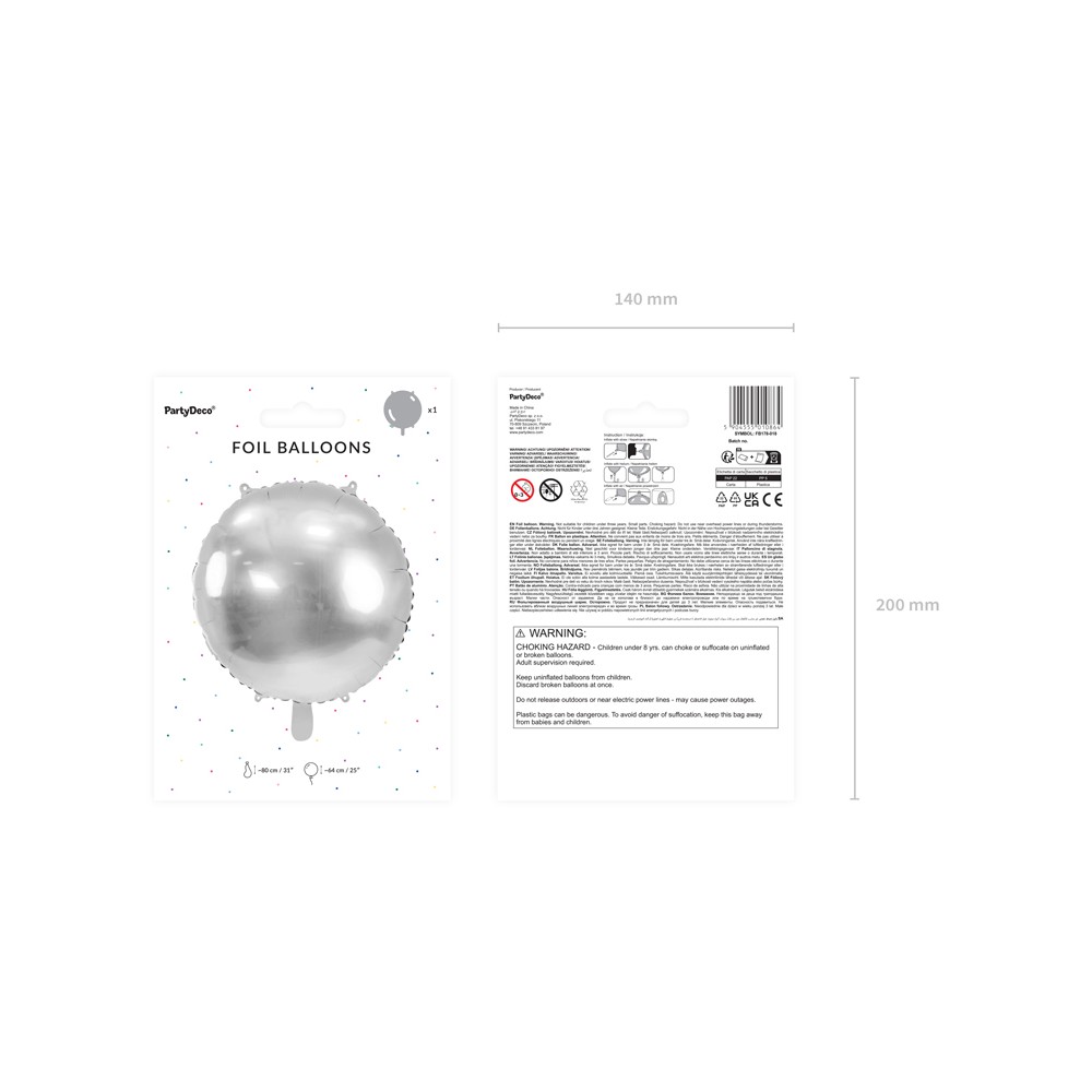 Ballon en aluminium rond Pastille 80 cm, argent